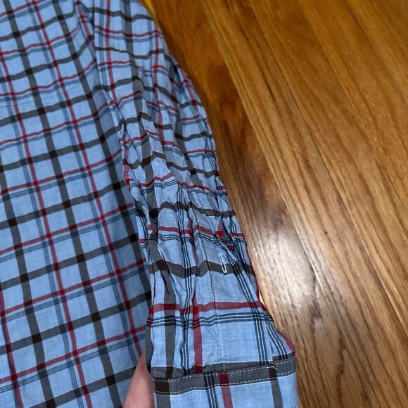 Johnnie O Shirt Large Multicolor Plaid Hangin Out Button Up LongSleeve Surf Logo - Picture 8 of 8